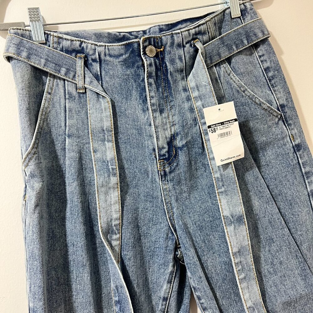 🏷 *NWT* Wish List High Waist Belted Denim Pants - Size L